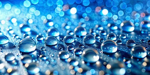 Macro View of Water Drops on a Blue Surface with Bokeh Background, bokeh, water, photography, macro