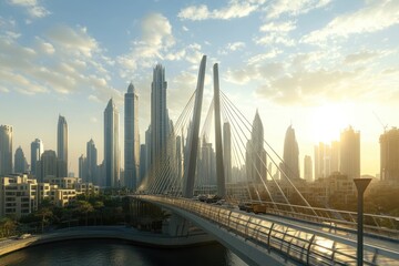 Obraz premium Smart Bridge with integrated sensors and solar panels.