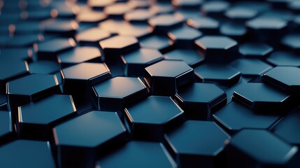Obraz premium Macro view of a 3D hexagonal honeycomb pattern, with sharp, defined edges and realistic shadows.