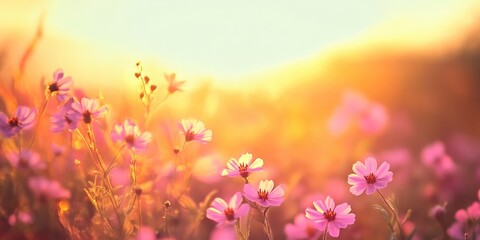Close-Up of Wildflowers in Evening Light