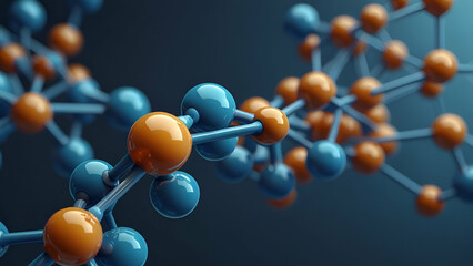 Abstract Molecule Model, 3D Illustration for Molecular Chemistry Research on Pearl Blue Background