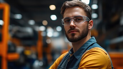 Fototapeta premium Handsome Professional Engineer in Automotive Production Facility