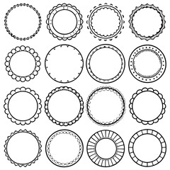 Different Simple round frames or circle doodle outlines Icon set vector Illustrations on white background