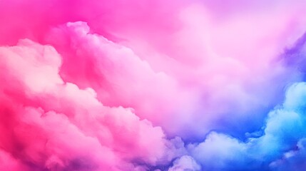 Fototapeta premium A soft and dreamy watercolor illustration depicting a sky filled with fluffy clouds in pastel pink and tranquil sky blue. This abstract painting evokes feelings of serenity, peace, and hope.