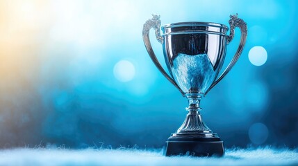 Brightly Lit Soccer Trophy with Blue Hues