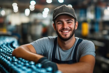 Engineer Smiling While Managing Manufacturing Process