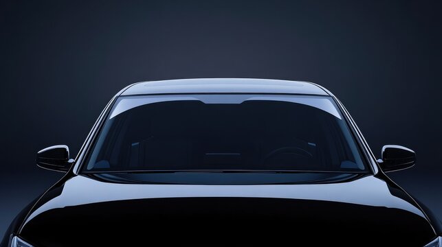 Crystal Clear Front Windshield of a Sleek Black Vehicle