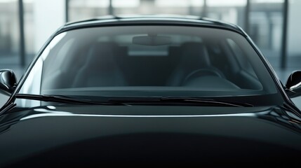 Pristine Black Car Windshield Ready for Custom Mockups