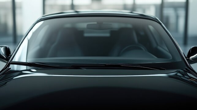 Pristine Black Car Windshield Ready for Custom Mockups