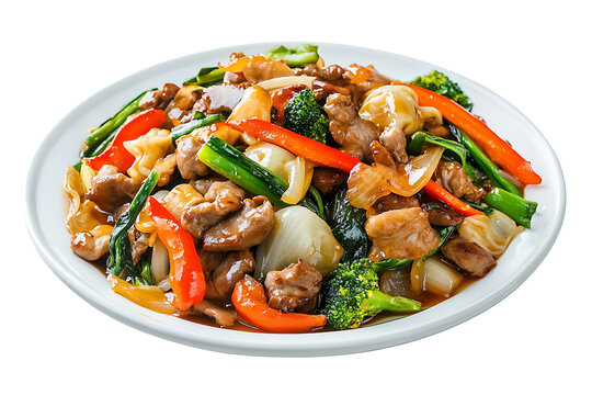 Delicious food chop suey on PNG background