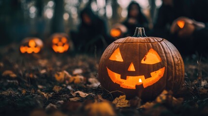 Halloween Jack-o'-lantern in the Forest