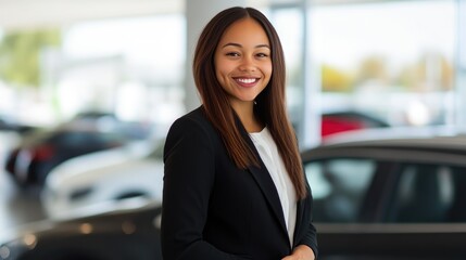 Professional Woman Selling Cars with a Friendly Smile
