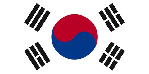 South Korean Flag Red, Blue, White, and Black Composition, Korean Flag, South Korea, Asian Flag