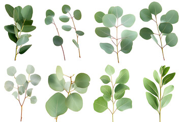 Obraz premium Set of eucalyptus isolated on transparent background