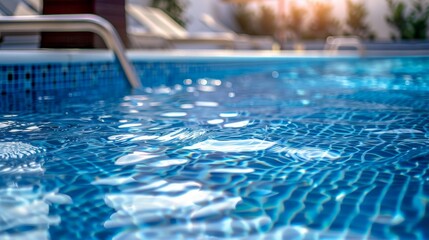 Water in swimming pool background horizontal composition 