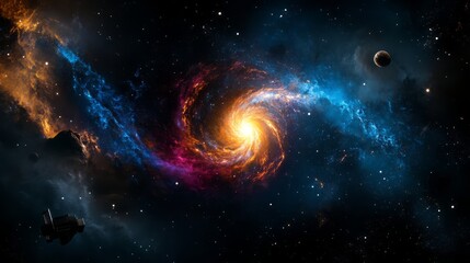 Obraz premium space scene with a radiant galaxy