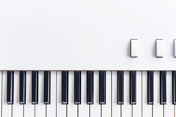 piano keys close up with white copy space