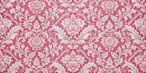 Fototapeta premium Vintage Floral Damask Wallpaper Pattern, Pink and White, Floral, Damask, Wallpaper