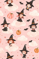 THe Halloween with environment of scary and pumpkin at night and festive Halloween accents like torn fabric and haunted houses.