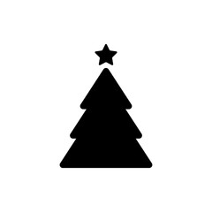 Christmas tree black icon. Stylized simple vector fir tree isolated on white background.