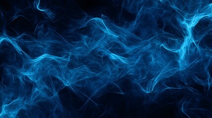 Fototapeta premium Blue Smoke on Black Background, Abstract Image, Texture, Pattern, Wallpaper, Cover and Screen of Smartphone, Cell Phone, Computer, Laptop, 9:16 and 16:9 Format