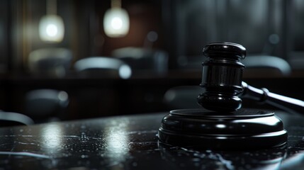 The wooden gavel in courtroom