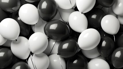 "Transform your imagination into reality with our AI platform, as it brings to life the intricate details of elegant black and white balloons, floating effortlessly in a monochromatic world."