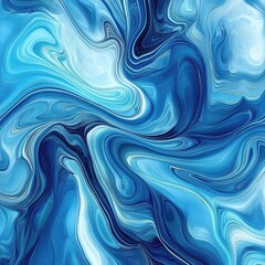 Elegant abstract pattern with rich blue and pastel light blue hues swirling together.