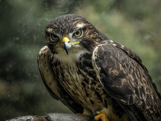 Obraz premium 22. Detailed close-up of a fierce-looking hawk perched on a branch