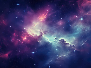 Incredible purple nebula space background with stars