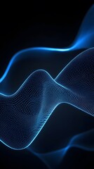 Fototapeta premium Blue Radio Frequency Waves on Black Background, Abstract Image, Texture, Pattern, Wallpaper, Cover and Screen of Smartphone, Cell Phone, Computer, Laptop, 9:16 and 16:9 Format