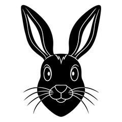 Cute Rabbit Head Silhouette Black Vector