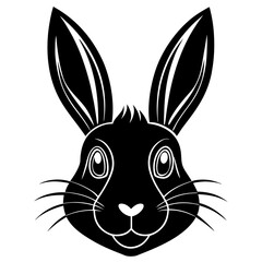 Cute Rabbit Head Silhouette Black Vector