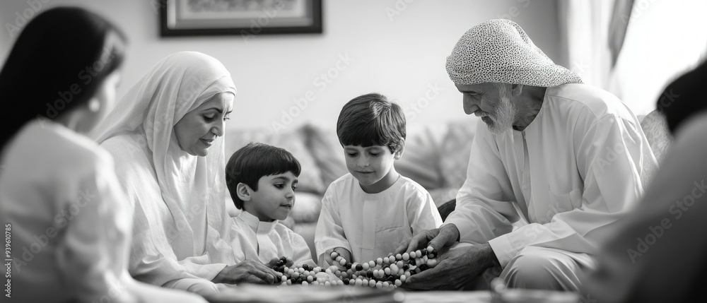 Wall mural dikirim prayer beads family gathering islam religion spiritual symbol