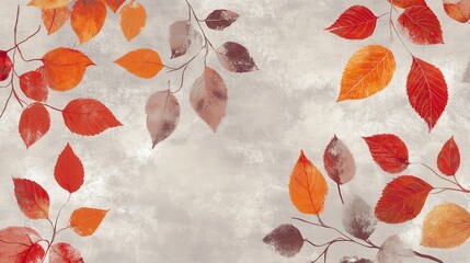 A textured background featuring autumn leaves in warm colors.