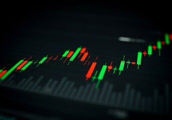 Fototapeta premium Chart on the stock market, red and green daily candles, business, finance