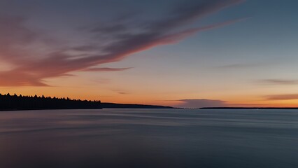 sunset over the river, lake, sunset, snow, winter, nature,