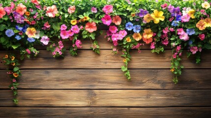 Fototapeta premium Professional photo of Spring summer flowers on wooden retro planks abstract floral background concept