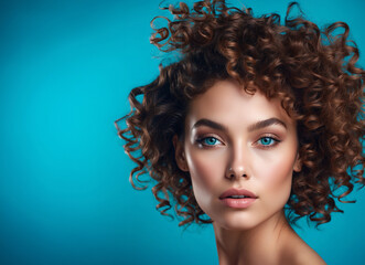 Fototapeta premium Beautiful young European woman, flawless, radiant skin cosmetology and skin care concept. 