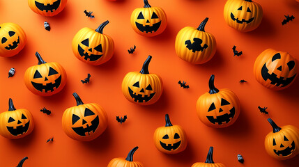 Festive Halloween Background with Pumpkins 