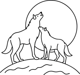 Obraz premium Charming fox couple in a line art style ideal for kids coloring book 