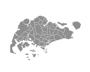Singapore map isolated on white background. Map of Singapore with regions and districts. Vector illustration