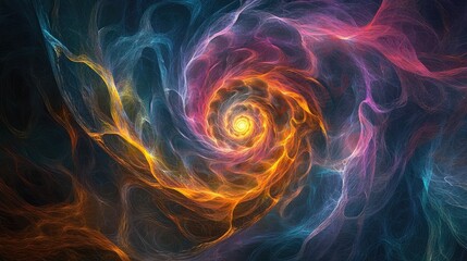 Fototapeta premium An abstract spiral fractal web with vibrant, luminous lines, creating a sense of infinite depth and complexity.