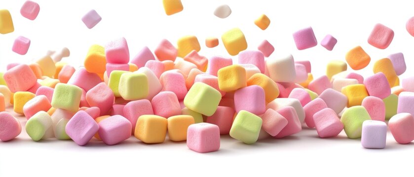 Colorful Marshmallows Falling and Piling Up