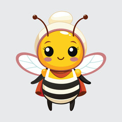 cute bee in apron and headscarf vector on white background 