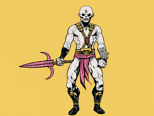 Obraz premium Retro Comic Book Hero with Sword in Dynamic Pose