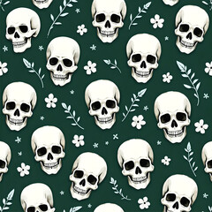 Sugar skulls Day of the Dead Seamless Pattern background illustration