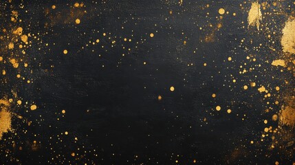 A textured black background with golden splashes, ideal for design and artistic projects.