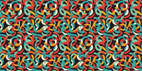 Tye pattern with abstract, dynamic designs. Background seamless pattern.