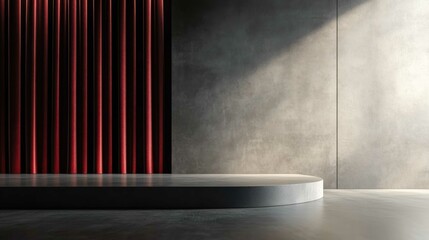 empty gray interior with red led lights